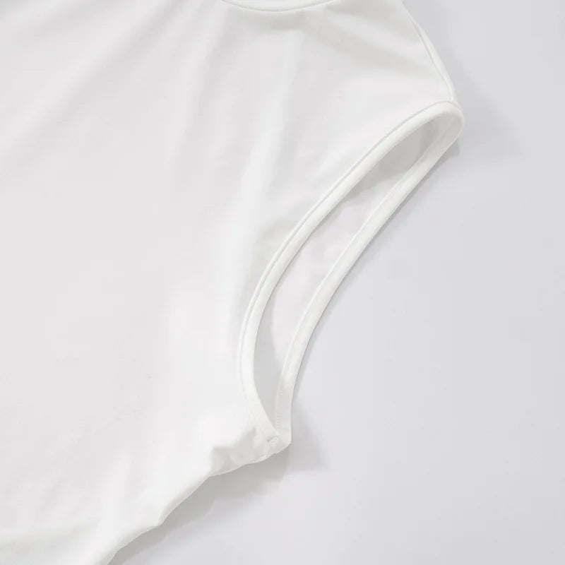 Nsauye Casual Solid White Women Basic Vest T Shirt Tank Tops Turtleneck Y2K Summer Clothes Skinny Mini 2025 Club Sexy Crop Tops