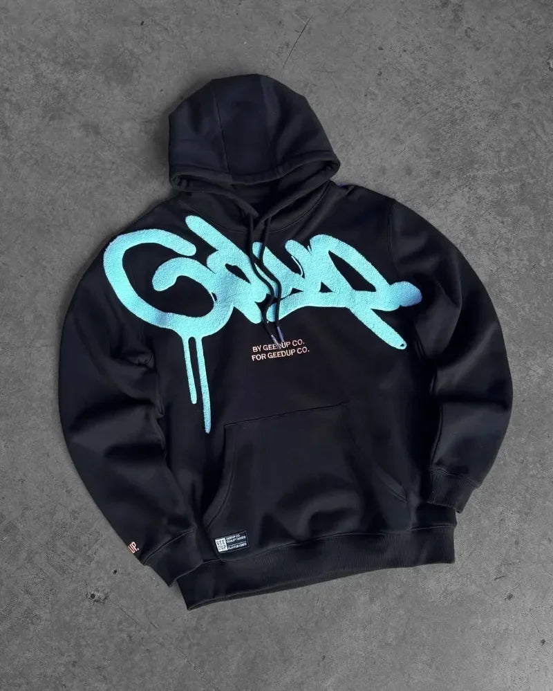 Y2K street style Fashion Letter Printing Cotton Hoodies Harajuku Hip Hop Punk Men Oversized Hoodies Sweatshirts Casual Jacket