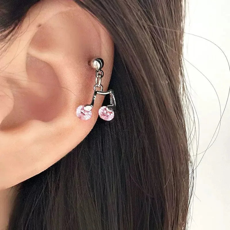 1pcs Quality Love Star Zircon 316L Stainless Steel Ear Bone Nail Y2K Silver Color Earring for Women Cochlear Accessorie