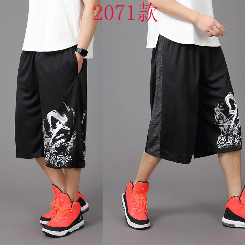 New Arrival Fashion Men Stretch Loose Running Shorts Summer Casual Elastic Waist Knee Length Print Plus Size XL 2XL 3XL 4XL