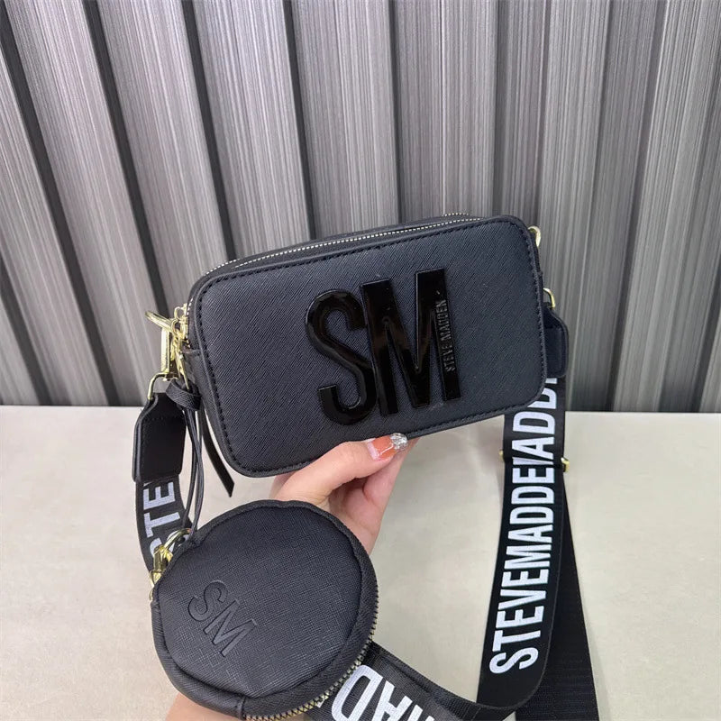 2024 Spring/Summer New Fashion Camera Bag with Wide Shoulder Strap, Lettering, Small Square Bag, Crossbody Bag