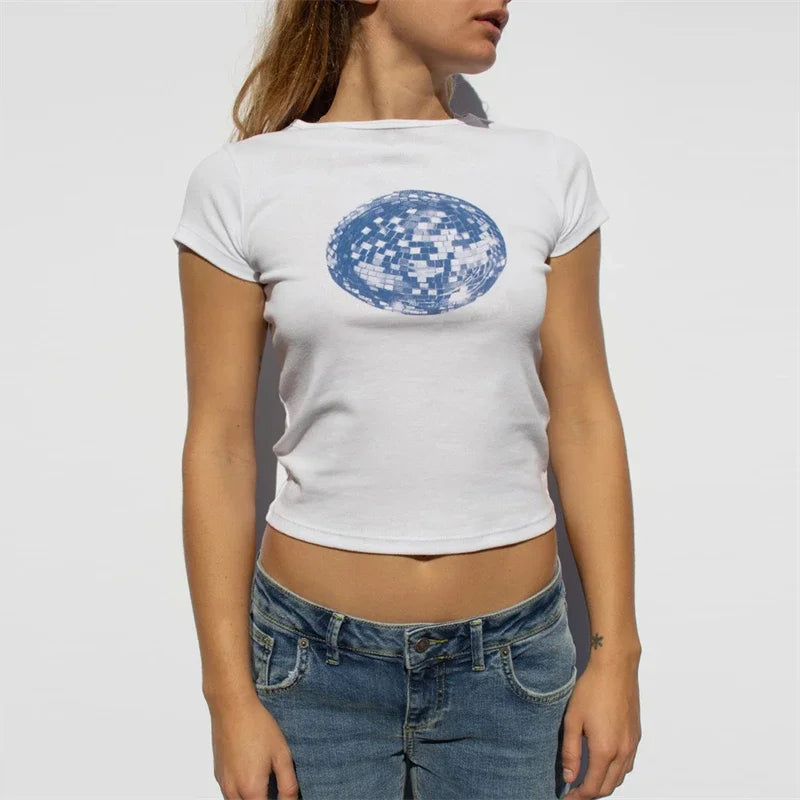 Five-pointed star Print T Shirt ladies Fashion Graphic Shirts Casual Short Sleeved White Tee O-neck Harajuku T-shirts