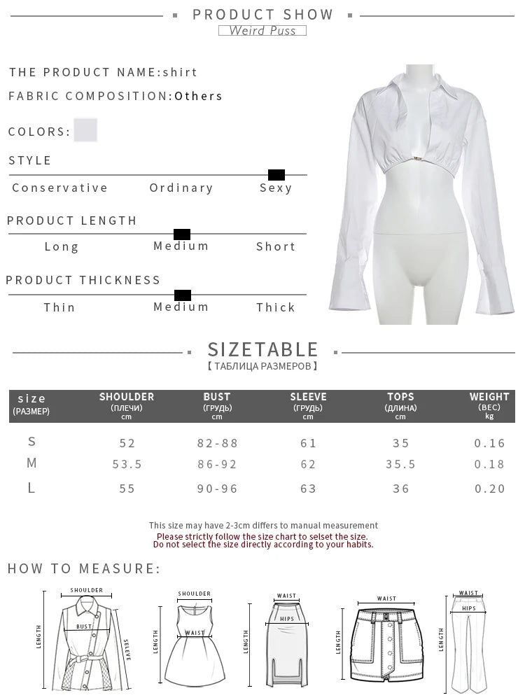 Weird Puss Cardigan Crop Tops Women Hipster Autumn New Trend Long Sleeve Polo Neck Solid Office Lady Wild Streetwear T-Shirt