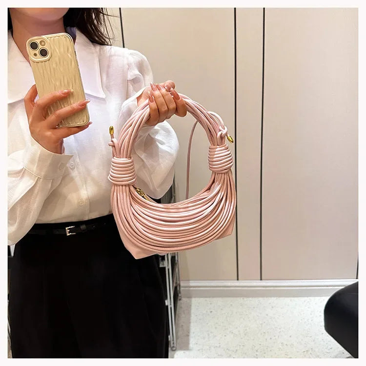2025 Trendy! Women's Multicolored Woven Knot Handbag - Stylish Crossbody/Top Handle Bag | High-End Texture for Streetwear