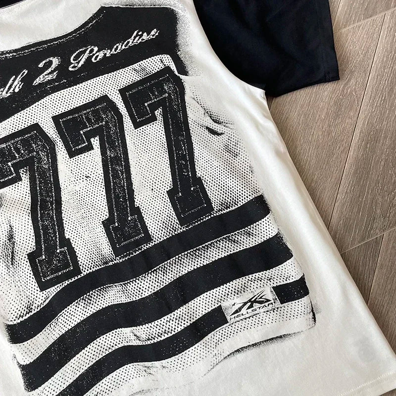 HS 777 Path 2 Paradise Tee Portrait patchwork short-sleeved T-shirts for men and women