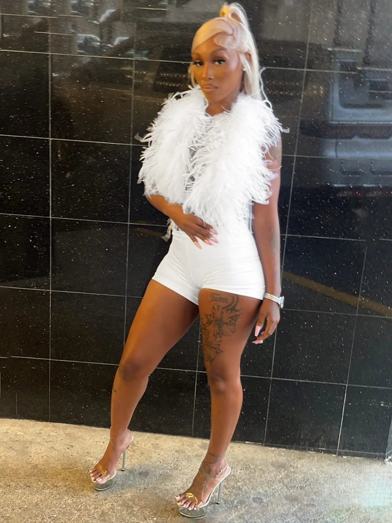 Weird Puss Sexy Hipster Fur 2Piece Set Women Luxury Tank Tops+Tight Stretch Shorts Y2K Summer  Midnight Clubwear Party Outfits