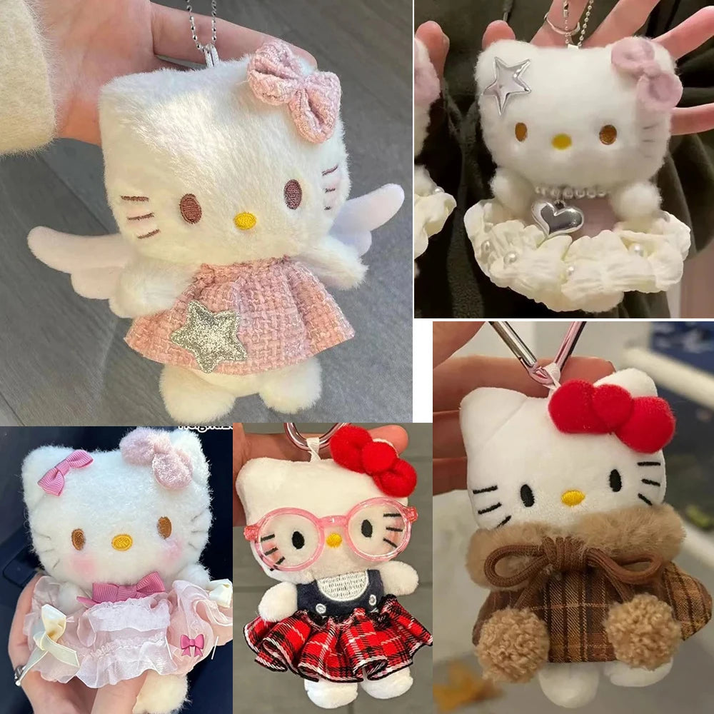# Sanrio Hello Kitty Peripheral Doll Keychain Cute Fashion Sunglasses Kt Cat Keyring Backpack Plush Toy key chain Birthday Gifts
