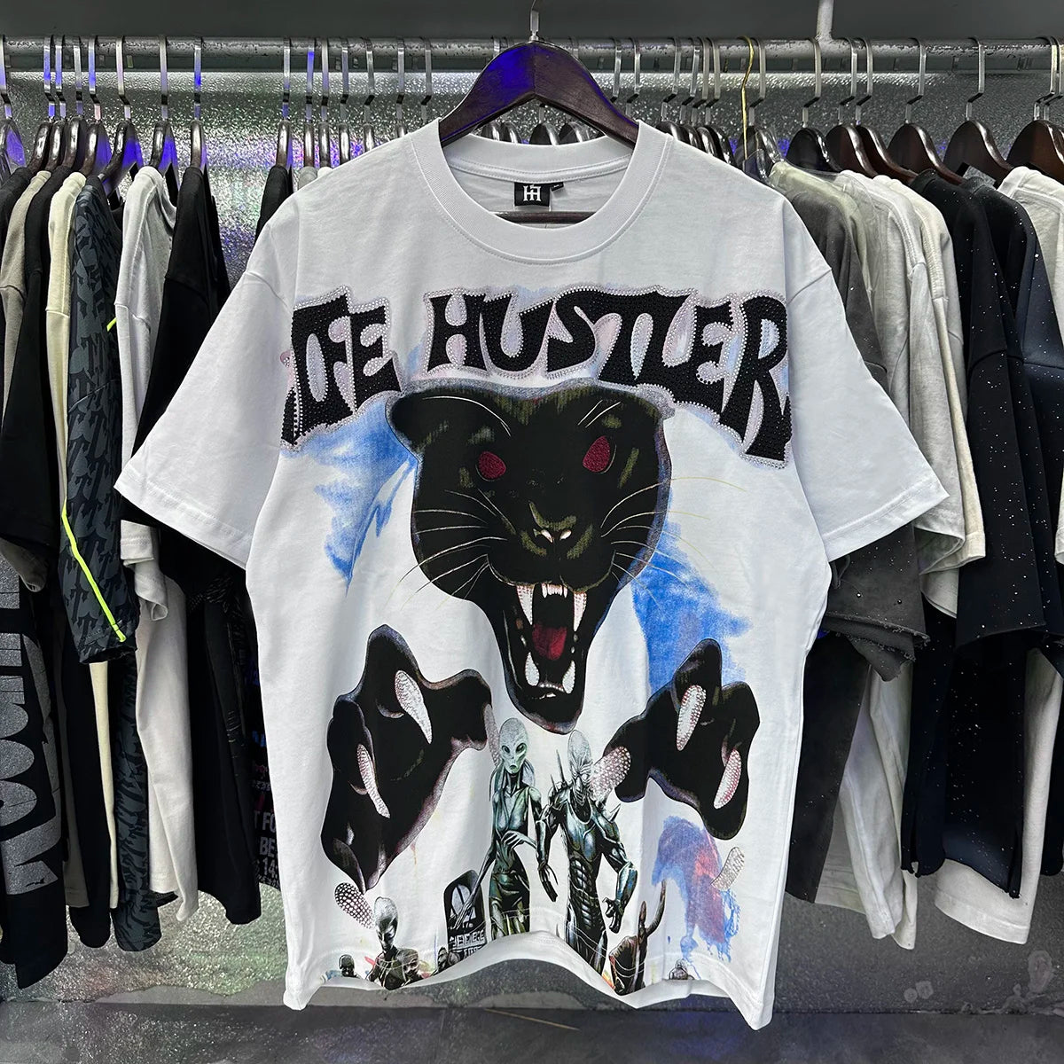 Praying Angel Shinning Diamond Cotton Short Sleeve Tshirts for Men and Women Crew Neck Loose Summer T-shirt Oversized Tees