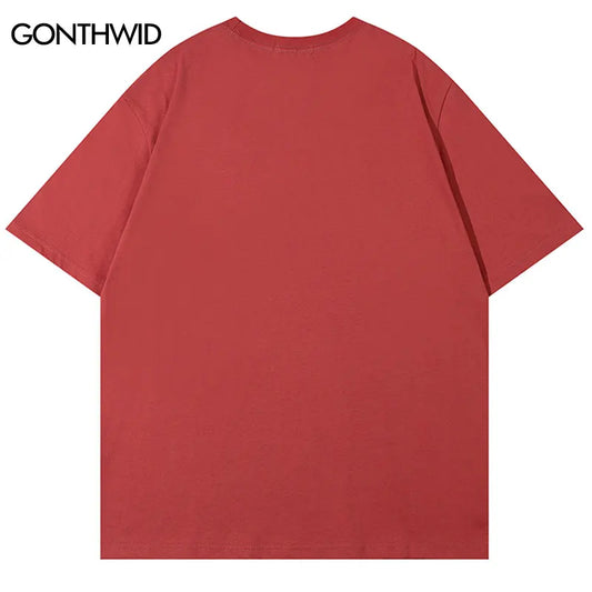 Men Punk Tshirt Hip Hop Shadow Graphic Print Gothic Streetwear T Shirt Harajuku Fashion Loose Tee Shirts 2024 Casual Cotton Top