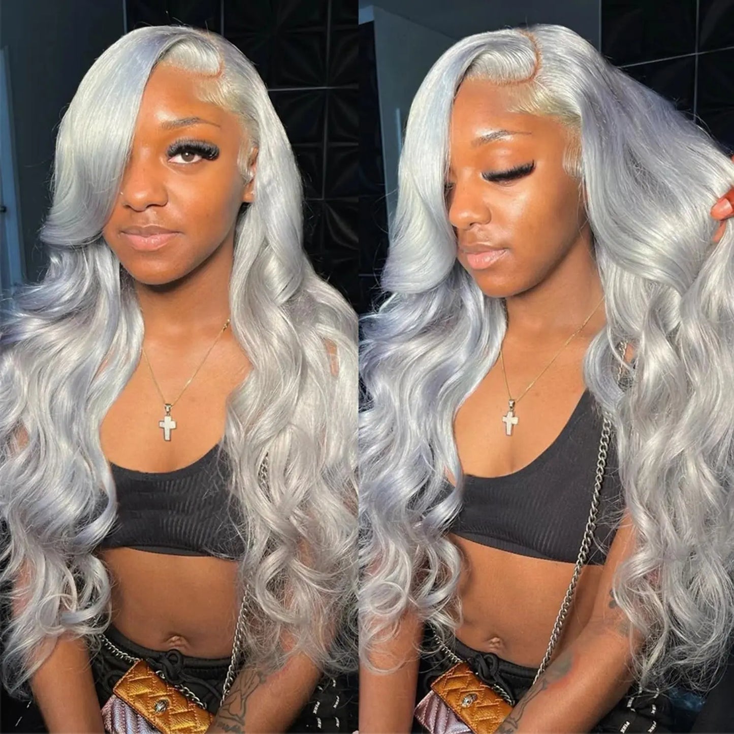 Cosplay Body Wave Silver Grey 13X4 Lace Front Wigs Human Hair 13x6 HD Lace Front Wigs Remy Brazilian 613 Colored Human Hair Wigs