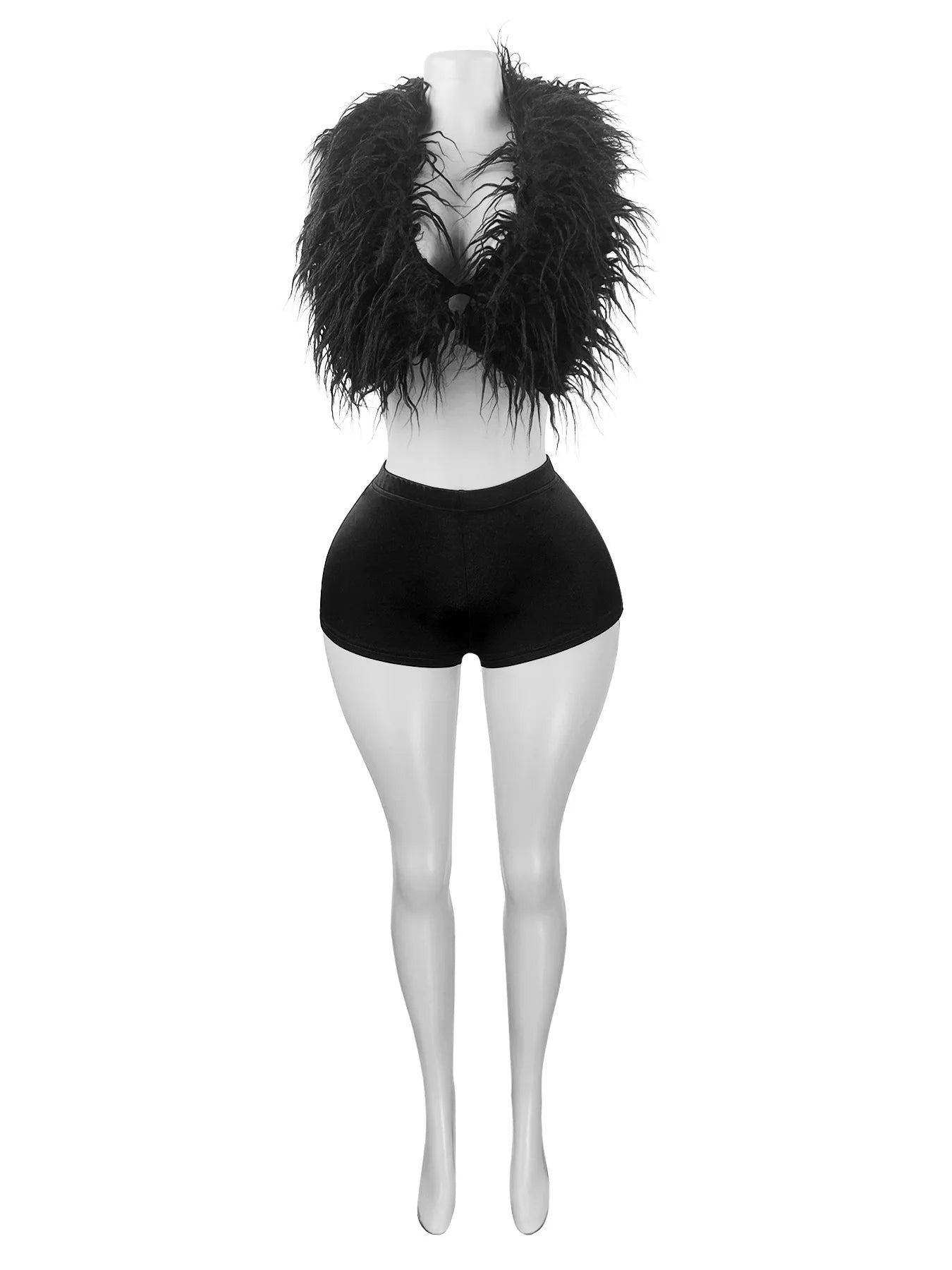 Weird Puss Sexy Hipster Fur 2Piece Set Women Luxury Tank Tops+Tight Stretch Shorts Y2K Summer  Midnight Clubwear Party Outfits