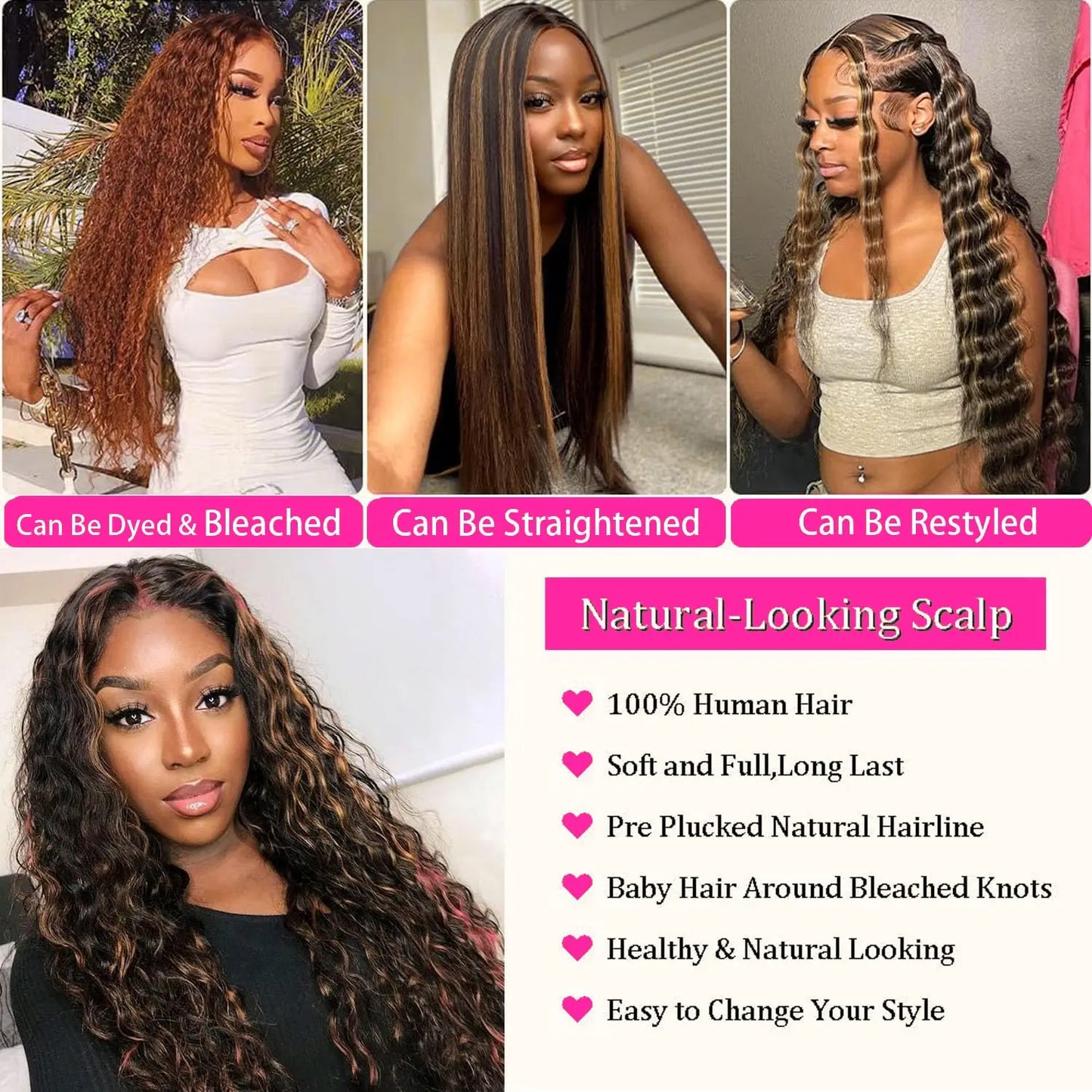 Varlea 200% Density 1B/30 Deep Wave Frontal Wig 13x6 Hd Lace Curly Wigs Water Wave Human Hair Wig 13x4 Highlight Wig Human Hair