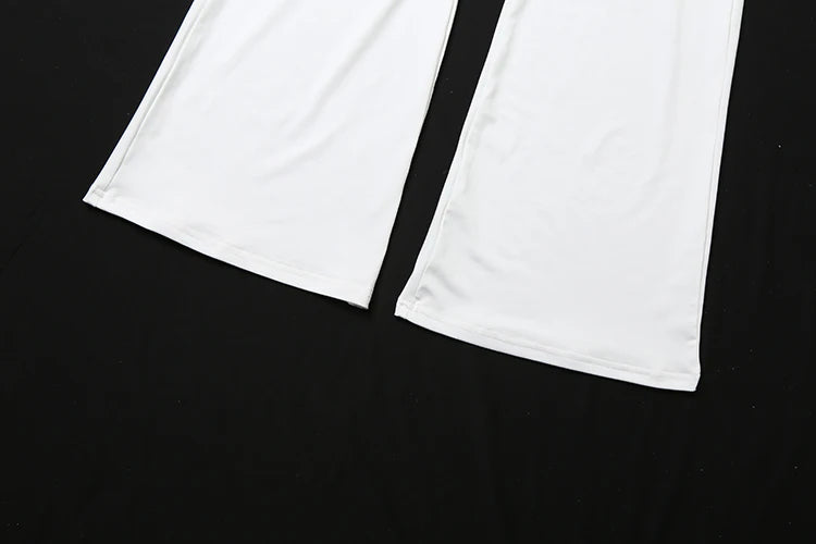 Weird Puss Heart Hollow 2 Piece Set Women o-Neck Sleeveless Tops+Skinny Stretch Pants Vacation Casual Simple Elegant Solid Suits