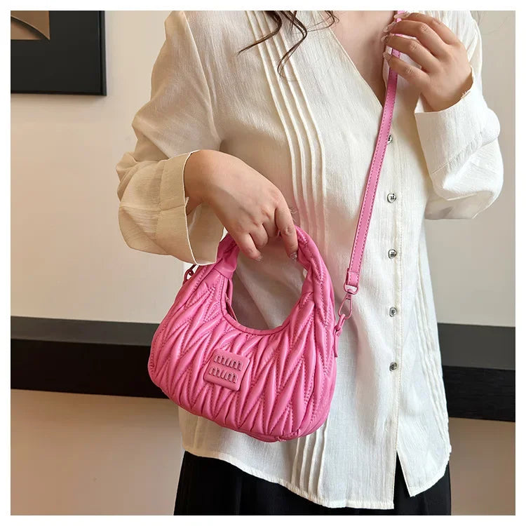 2025 New! Women's Niche Pleated Dumpling Bag – Mini Portable, Summer Trendy, Lightweight Fabric & Easy-Carry Messenger