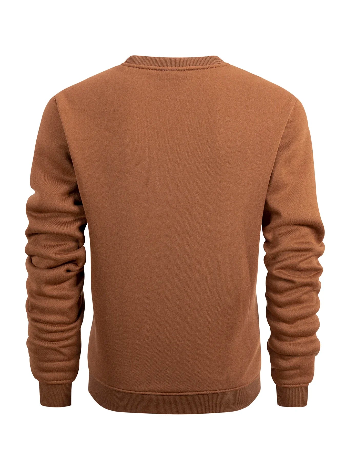 Men's Crew Neck Hoodies Autumn Winter Fleece Warm Casual Loose Pullover Solid Color Round Neck Sport Long Sleeved Sweatshirt