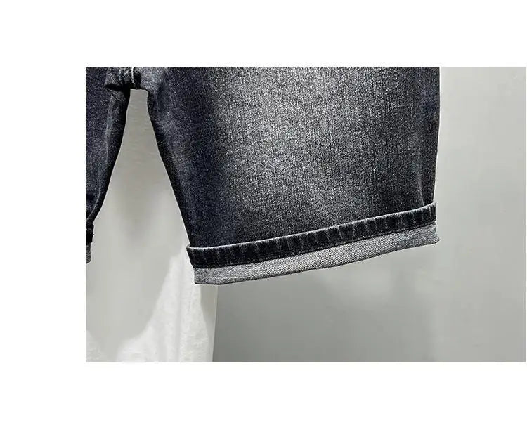 New Summer Men’s Casual 2024 Knee Length Denim Shorts Black Designer Boyfriend Slim Stretch Five Pocket Denim Short Pants