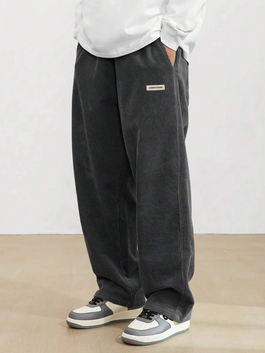 2026 new fashion Men's Corduroy Straight Casual Pants spring autumn Outdoor Streetwear with Drawstring Elastic Waist