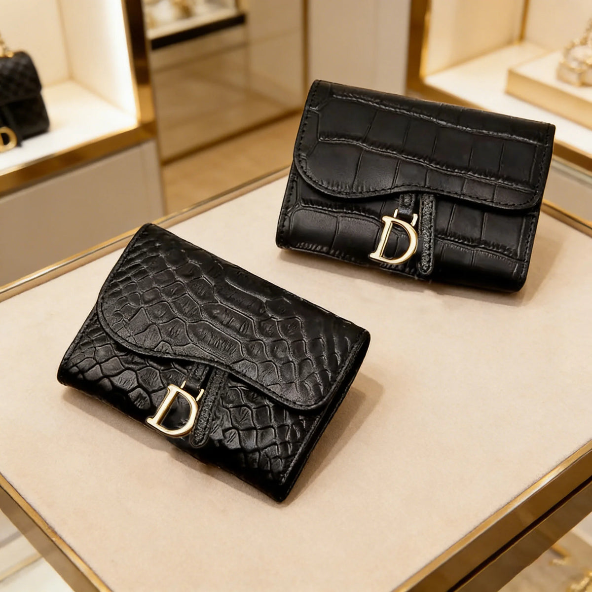 BUYLEMO Crocodile Pattern PU Leather Accordion Card Holder, Unisex Multi-Card Slot Coin Purse