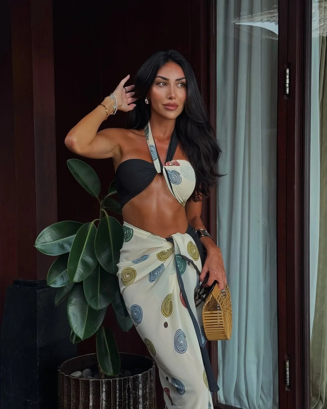 SEAURAL High-quality 3 Pieces Bikinis 2025 New Sets Sexy Halter Neck Women's Swimsuit Print Cover-ups High-end Niche Beach Wear
