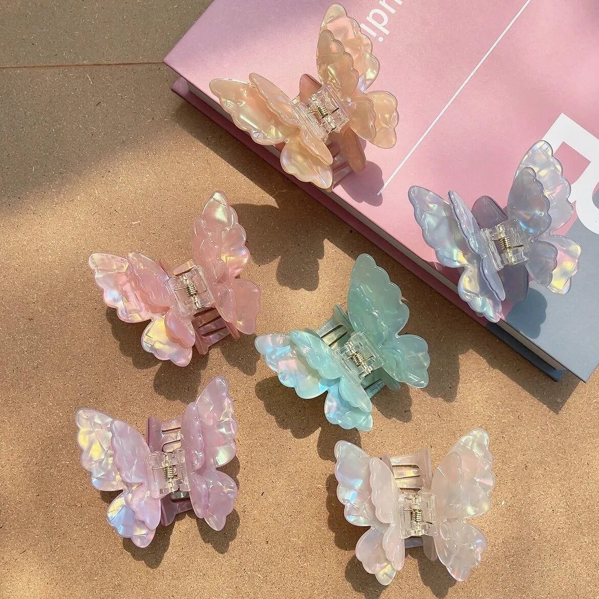 Colorful Fairy Butterfly Hair Claw Acetate Sweet Princess Butterfly Crab Hair Clips for Women Girls Hairpin Hair Accessories