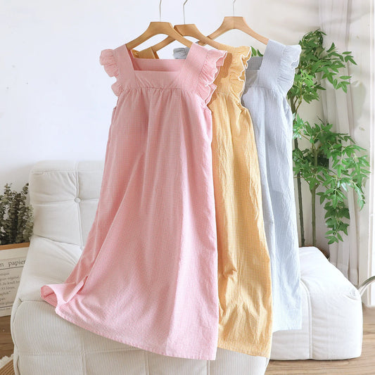 Cotton Nightgowns Night Dress For Woman Nightwear Nightie Sleeveless Pajamas Dress Summer Women's Sleepwear Nightdress