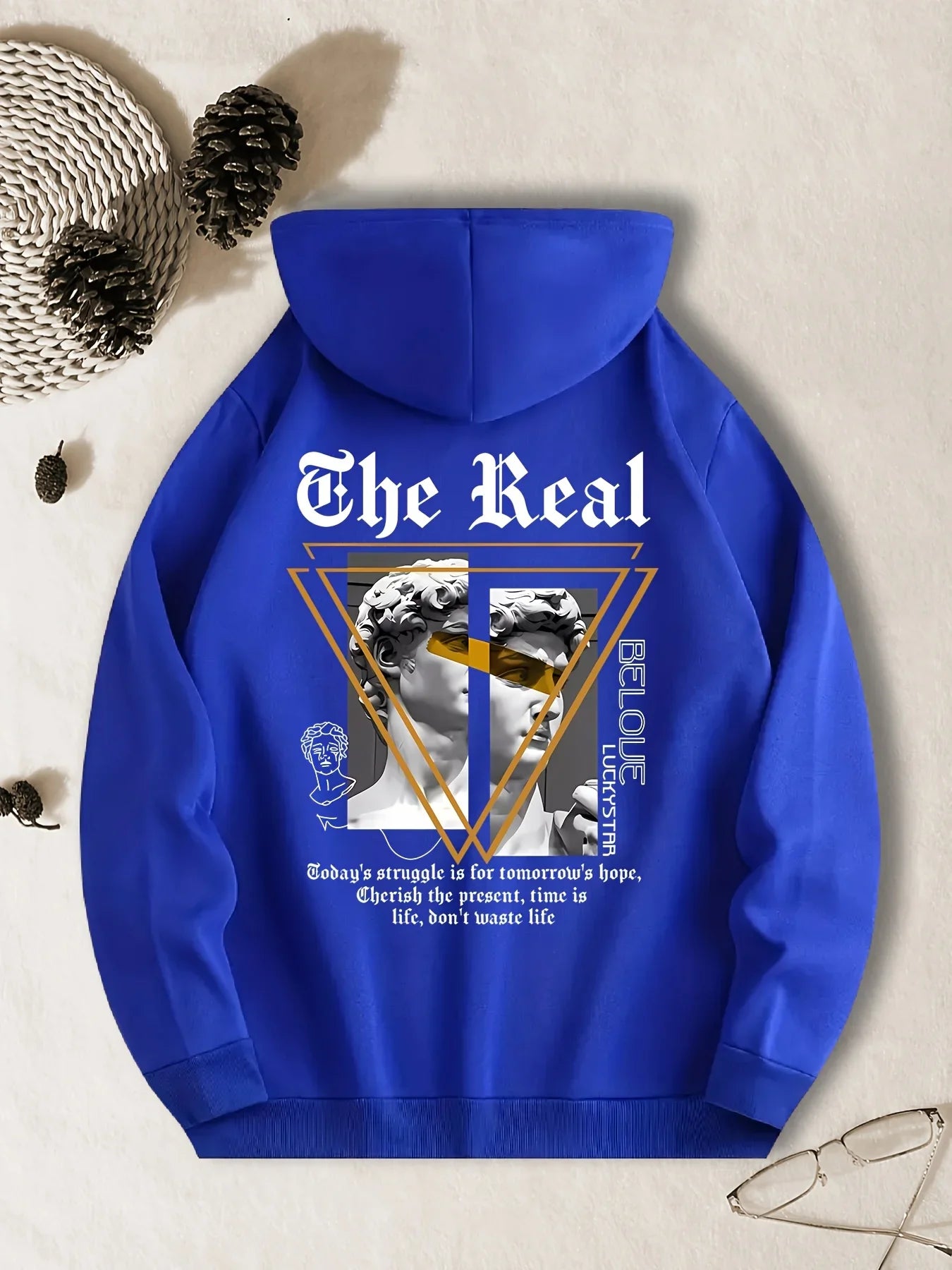 Men's Casual Hoodie Geometric Pattern Polyester Fiber Relaxed Fit Machine Washable Fashion Female Streetwear Long Sleeve Clothes