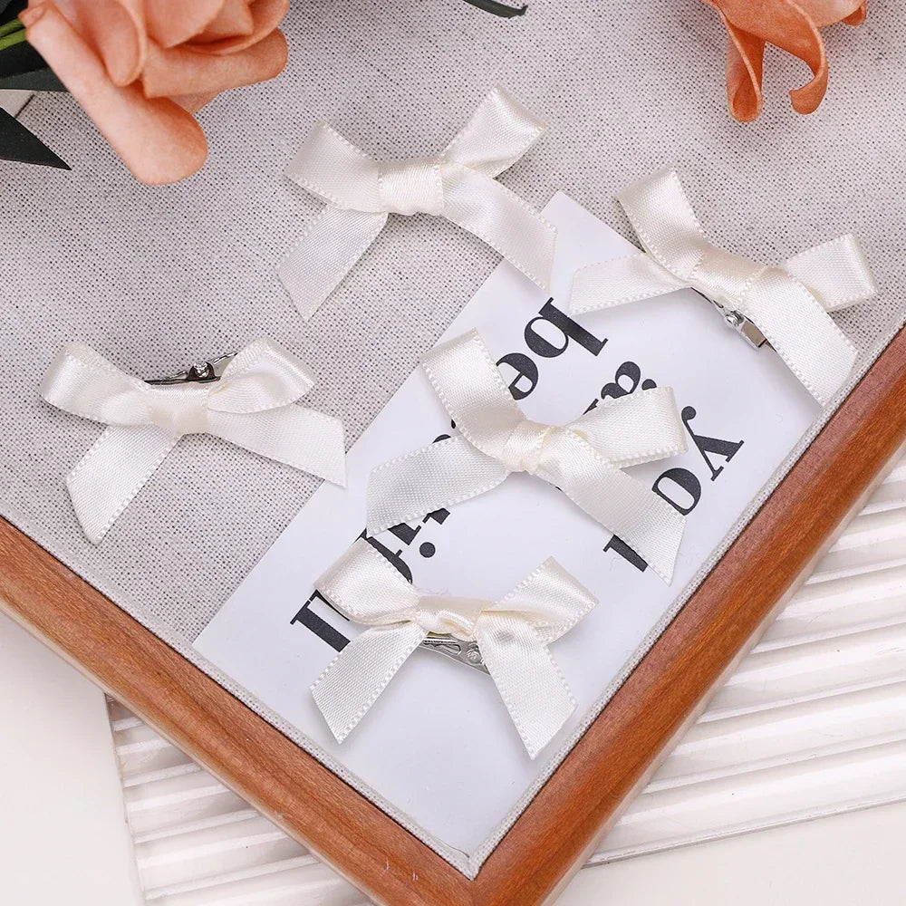 5-24Pcs Y2k Girls Bows Mini Hair Clips Metal Hairpin Headwear Barrette Handmade Ribbon Bow Bangs Clip Fashion Hair Accessories