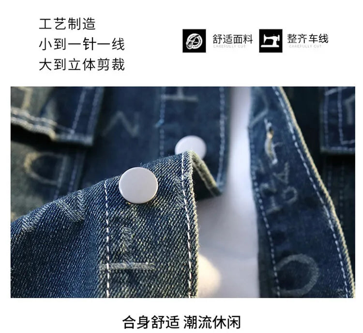 High Quality 2025 Spring Autumn Men's Cotton Denim Jackets Casual Youth Streetwear print Denim Coats Loose Tops Clothing