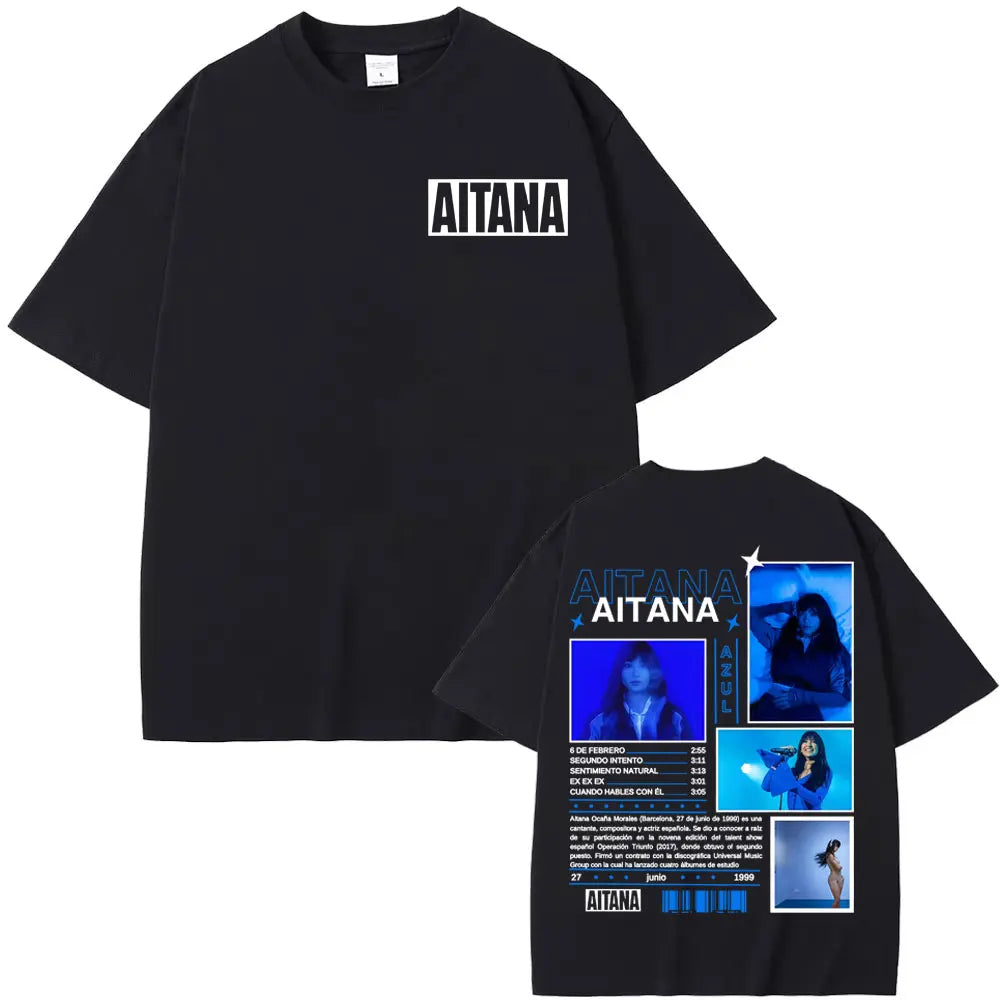 Singer Aitana Cuarto Azul Tour Graphic T Shirts Men Women Fashion Aesthetic Short Sleeve T-shirt Cotton Casual Oversized T Shirt