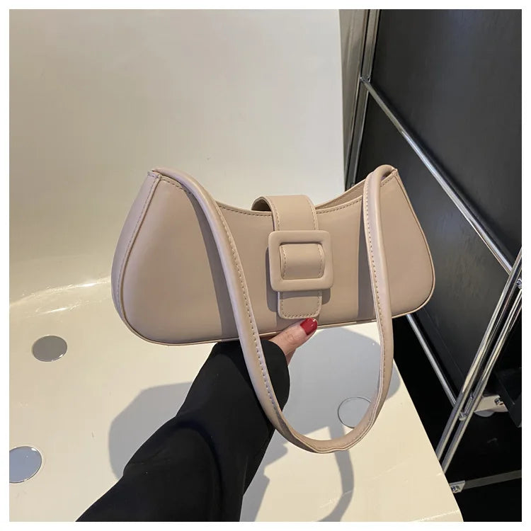 Fashion Solid Women's Shoulder Bag Artificial Leather Square Underarm Bags Ladies Handbags For Daily Used and Gift