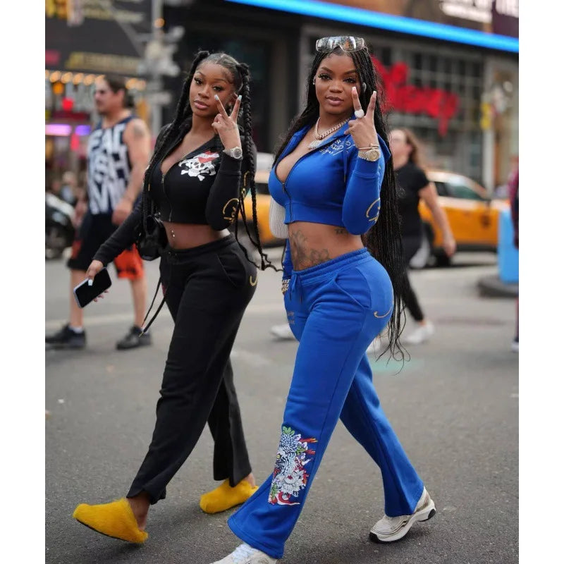 2024 Women's Casual Street Printed Two-Piece Best Friend Matching Sets Multi-Color Outfits