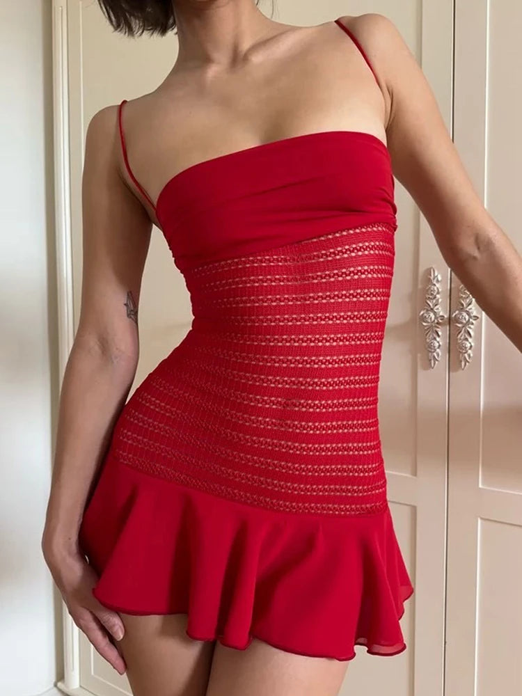 Fold Strapless Backless Patchwork Mini Bodycon Dress — Women's