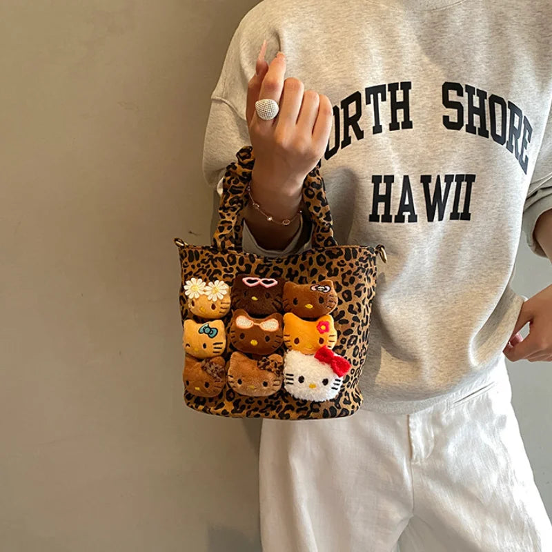 Cartoon Crossbody Bag Fashion Leopard Print Handbag for Girls Cute Women Toddler Shoulder Purse Travel Handbag Gift