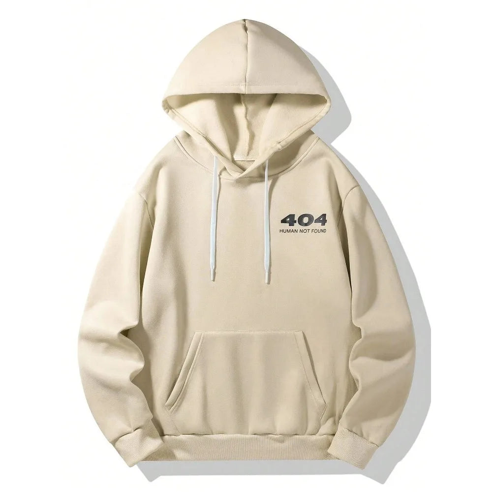 Autumn and Winter New Men's Hoodie Loose Long Sleeve Printed Comfortable Casual Sweatshirt with Kangaroo Pocket and Drawstring