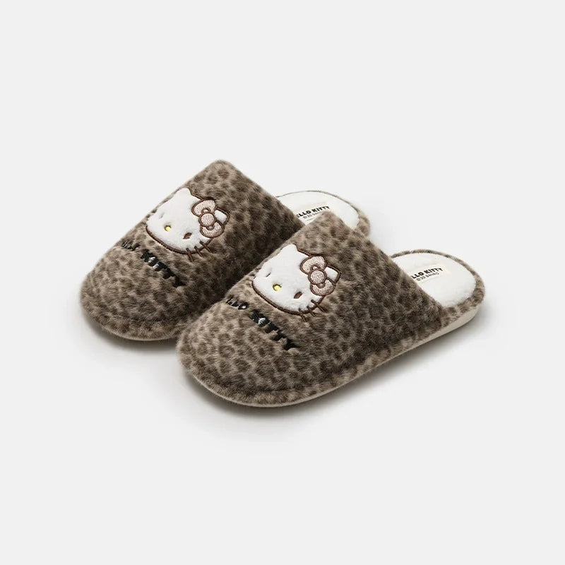 Autumn Winter Hello Kitty Slippers For Women Plush Kawaii Cute Sanrio Home Warm Cotton Slippers Cartoon Home Indoor Shoes Gifts