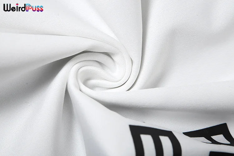 Weird Puss Casual T-Shirt Monogram Y2K  Women Shorts Sleeve Shirring Crop Tops Chic Hot Hot Girl Wild Streetwear Tees