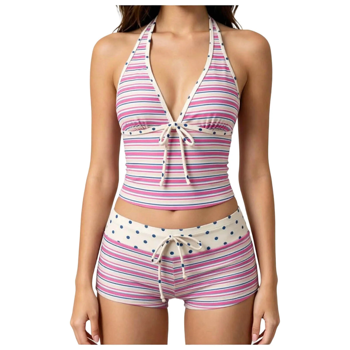 Tankini For Women 2 Pieces Bikini Sets Tankini Top With Shorts Cute Polka Dot Swimsuit Bathing Strapless Bikini Sets for Women