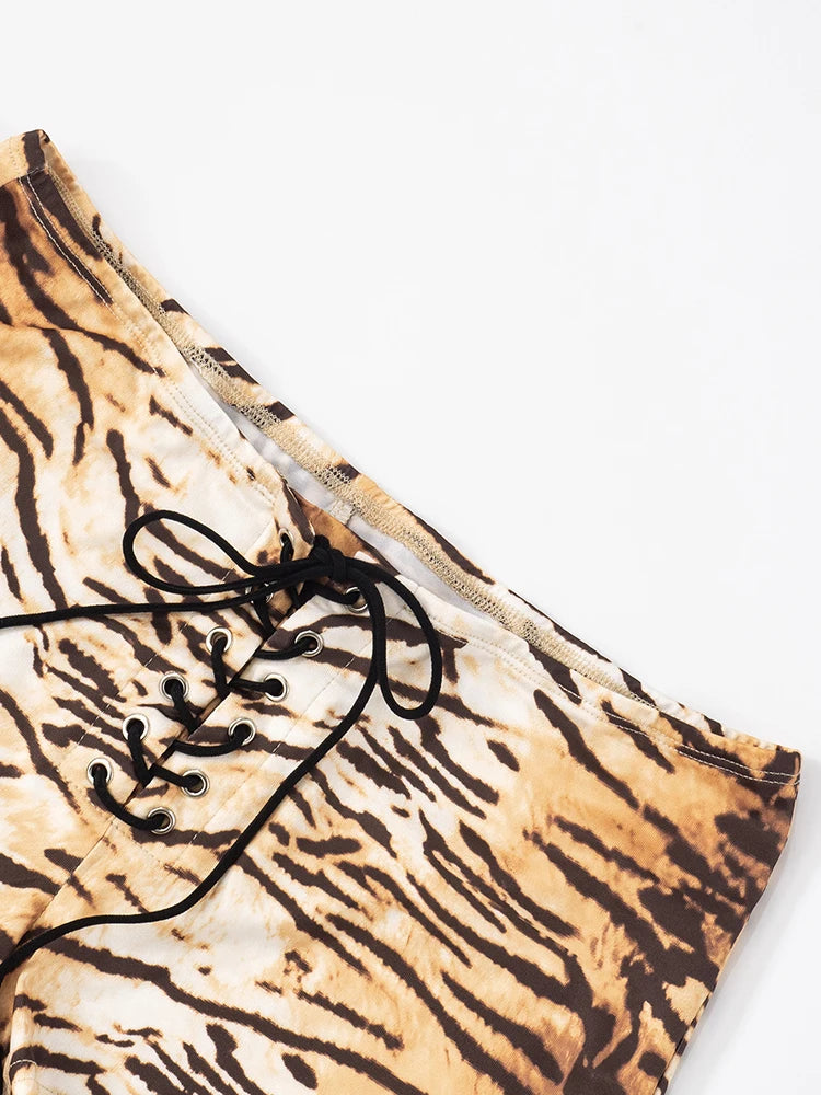 Weird Puss Tiger Stripes Fashion Mini Shorts Women Sexy Bandage Skinny Peach Hip Bottoms Hottie Midnight Hipster Party Outfits