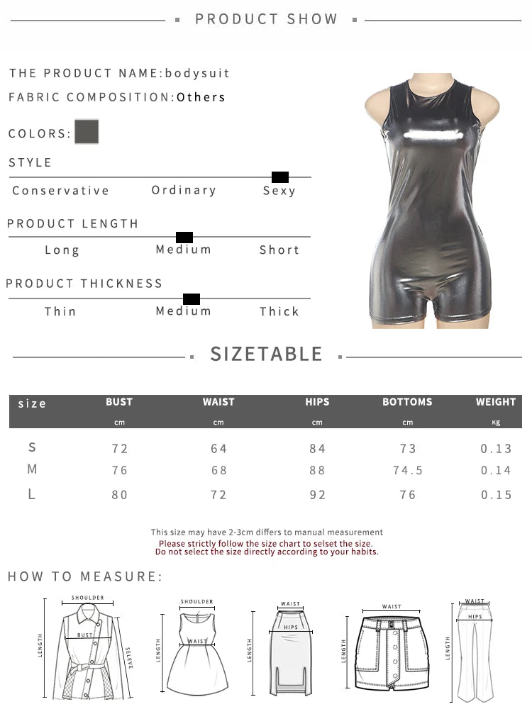 Silky Backless Sleeveless Shiny Romper — Women's Clubwear