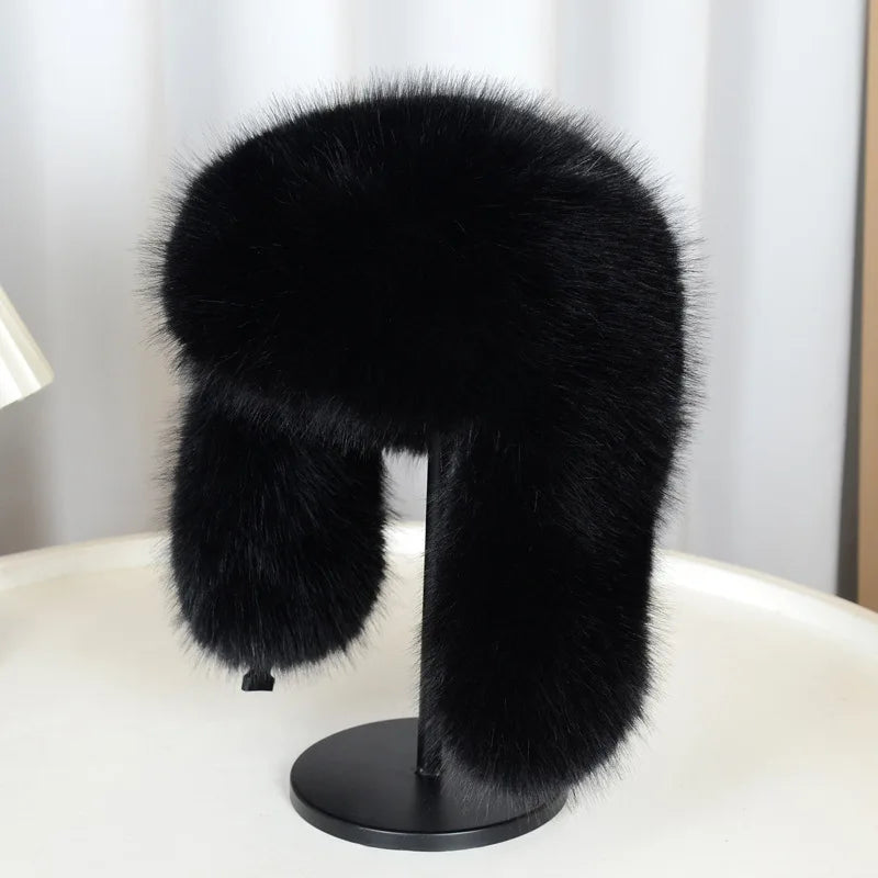 Lei Feng hat winter imitation fox fur thick warm baotou hat outdoor cold-proof ear protection pilot hat cycling hat