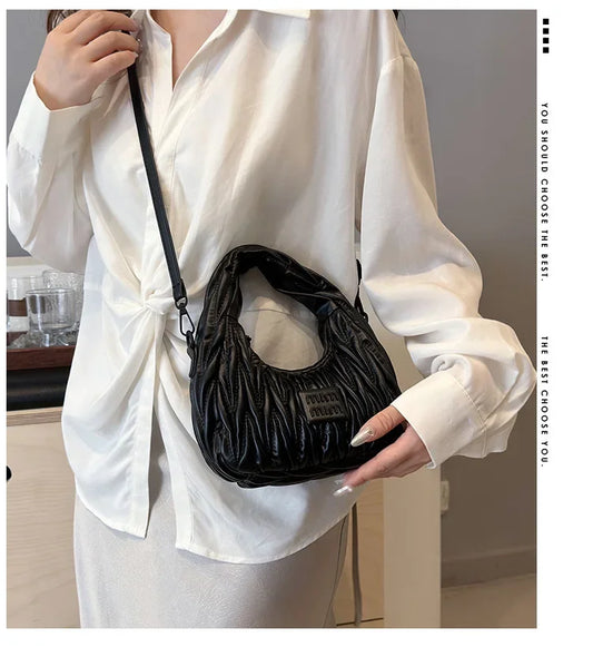 2025 New! Women's Niche Pleated Dumpling Bag – Mini Portable, Summer Trendy, Lightweight Fabric & Easy-Carry Messenger