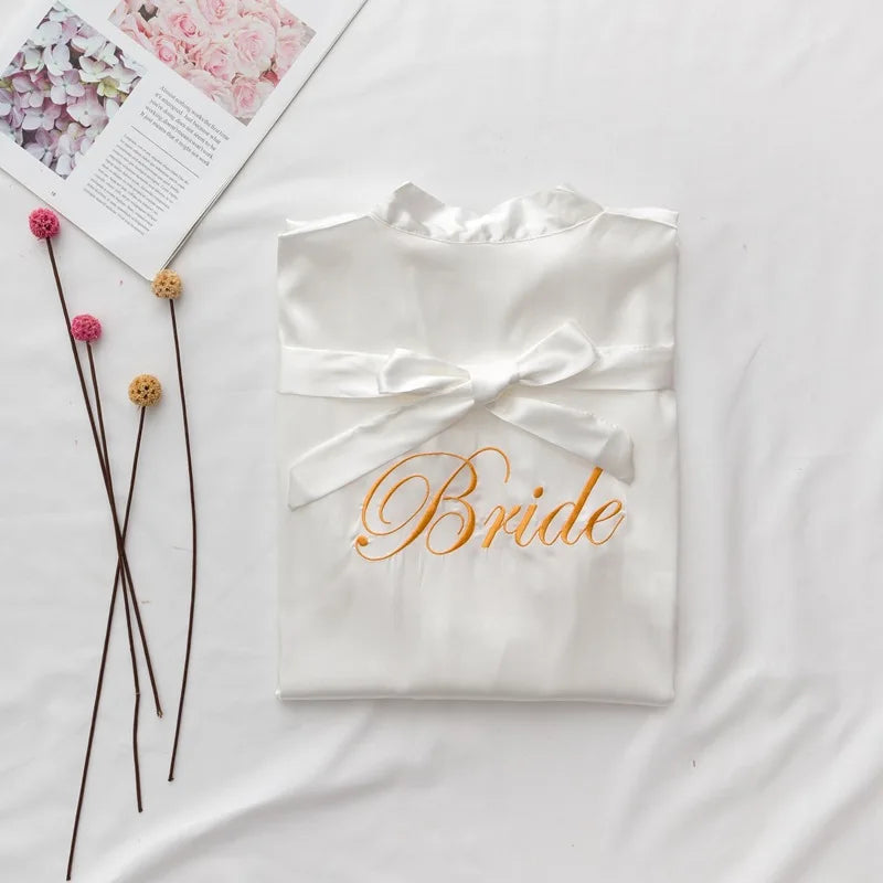Summer Lace Sleepwear Bride&Bridemaid Wedding Robe Gown Solid Embroidery Kimono Bathrobe Women Casual Home Night Dress M L Xl