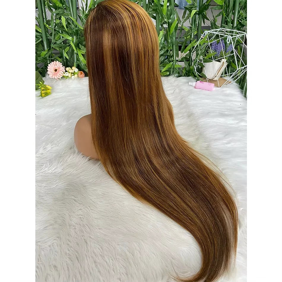 Highlight Wig 13x6 Hd Lace Frontal Wig Natural Hairline Pre Plucked 13x4 Bone Straight Honey Blonde 4/27 Colored Lace Front Wigs