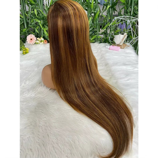 Highlight Wig 13x6 Hd Lace Frontal Wig Natural Hairline Pre Plucked 13x4 Bone Straight Honey Blonde 4/27 Colored Lace Front Wigs