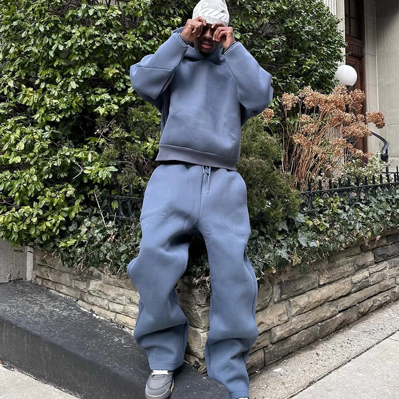 Male Autumn New sweatsuit Casual Solid Couple's Hooded Sweatshirt Loose Sweatpants Jogging Sweatshirt Trousers Outfits Suits ﻿