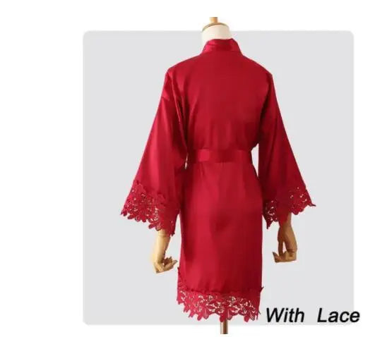 Summer Lace Sleepwear Bride&Bridemaid Wedding Robe Gown Solid Embroidery Kimono Bathrobe Women Casual Home Night Dress M L Xl