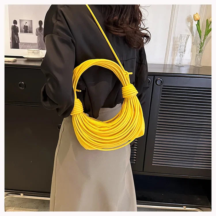 2025 Trendy! Women's Multicolored Woven Knot Handbag - Stylish Crossbody/Top Handle Bag | High-End Texture for Streetwear