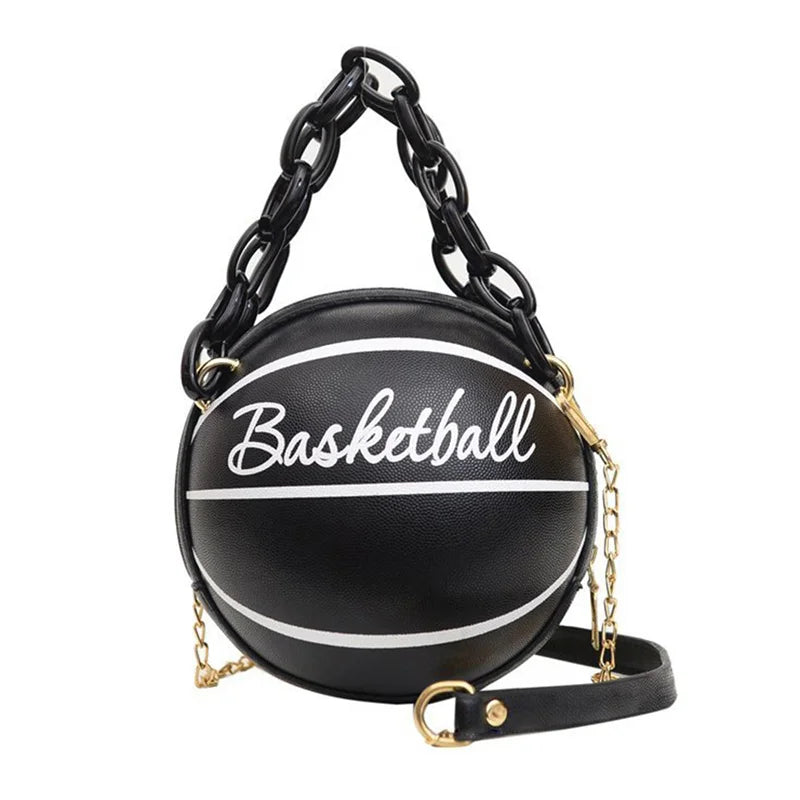 2024 Crossbody Bag New Network Red Personality Fun Pink Ins Versatile Chain Football Basketball Shoulder Bag Small Round Bag