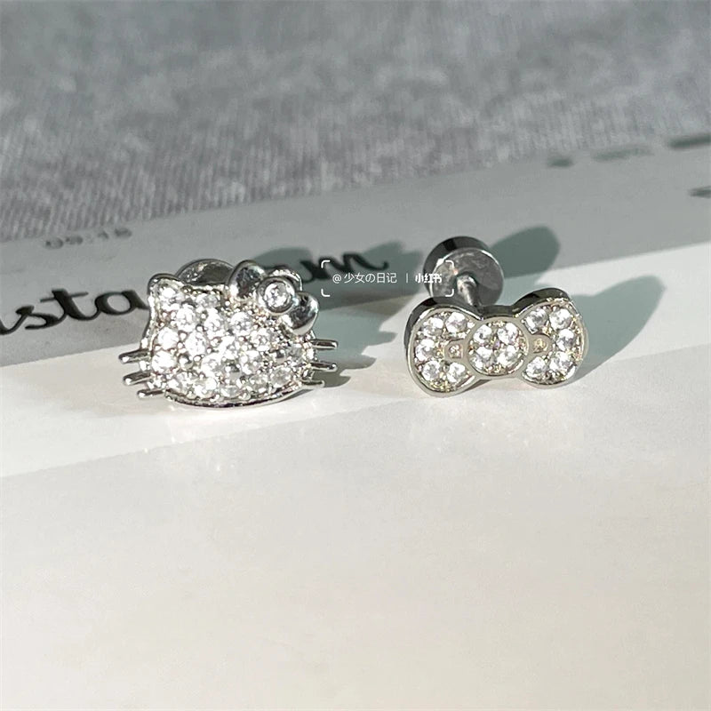 1PCS 1.2mm Bowknot Ring Stainless Steel Ear Bone Nail Shiny Screws Earrings Y2K Hottie Cochlea Piercing Body Jewelry