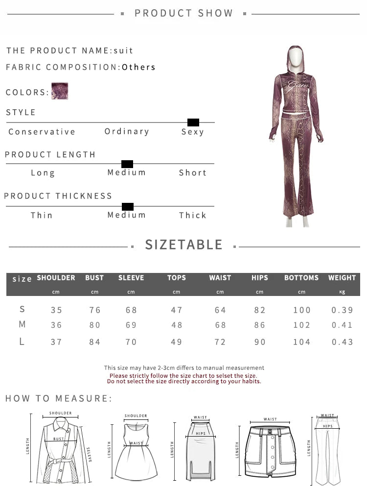 Snake Print Zip Jacket & Pants Set — Women's Tracksuit